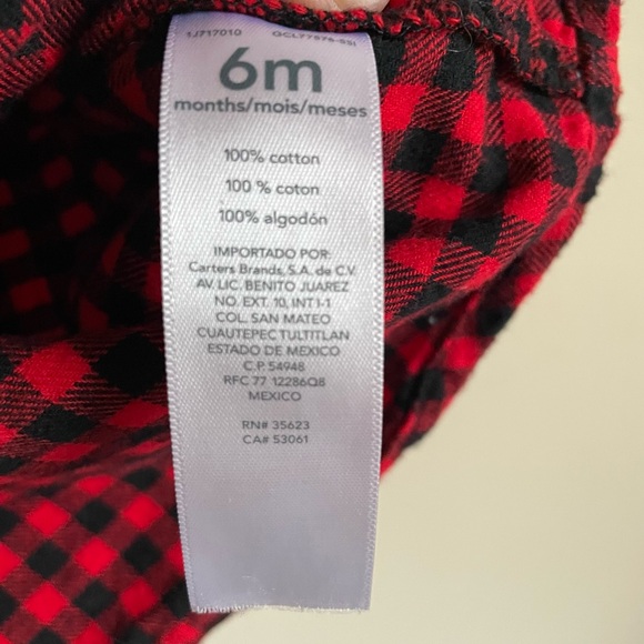 **2 for $20** Carters long sleeve plaid button down, size 6 month - Picture 8 of 8